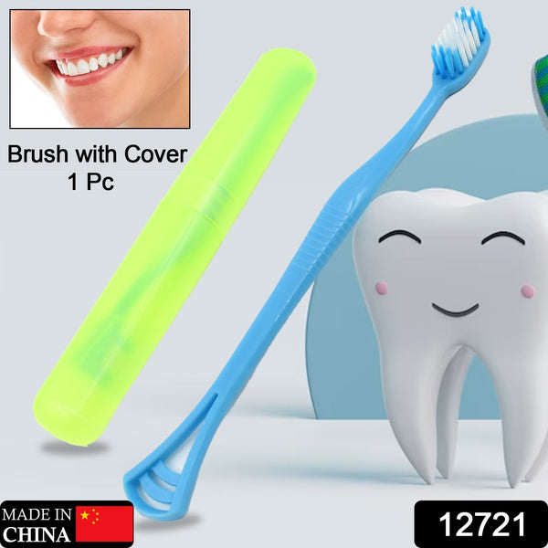 2-in-1 Soft Toothbrush & Tongue Cleaner for All Ages (1 Pc, With Cover)