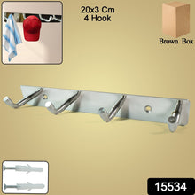 Stainless Steel Wall Mounted Coat 4 Hook Rack (20x3 / 1 Pc)